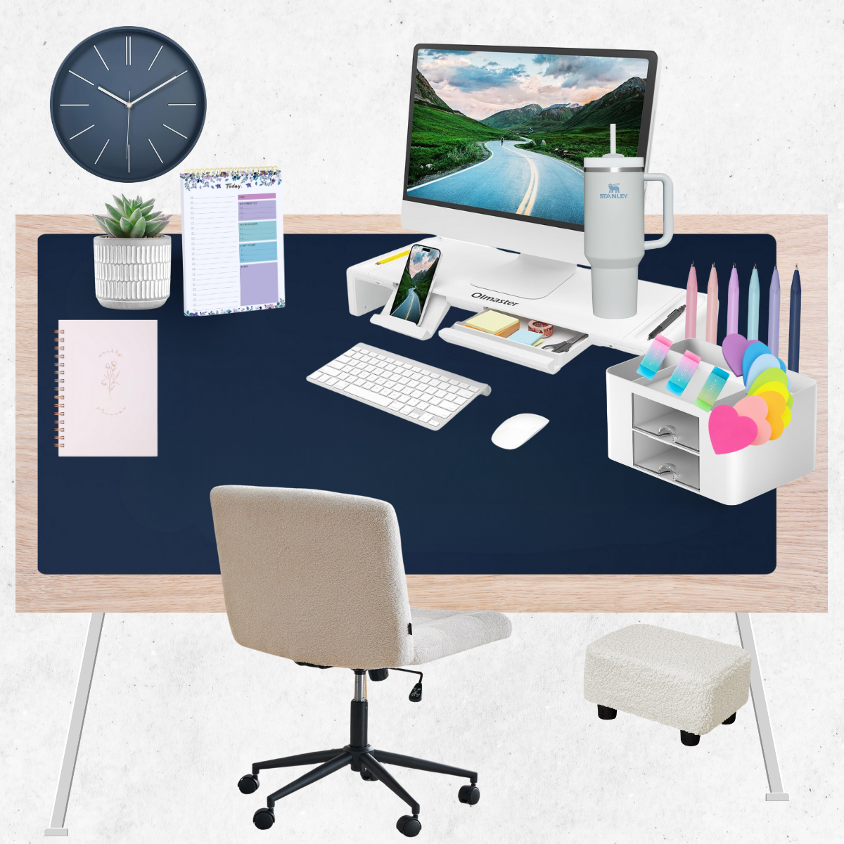 Blue & Pink desk Accessories Design