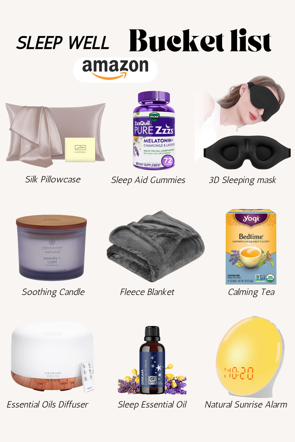 Sleep Well Bucket List – Amazon