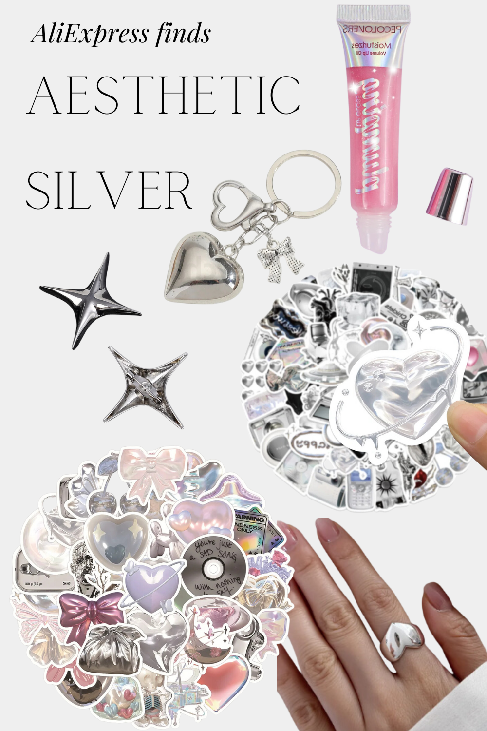 Aesthetic Silver Pink Accessories Finds from AliExpress